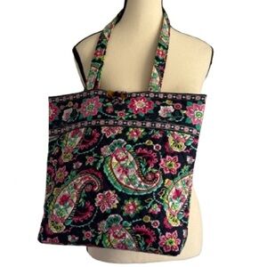 Vera Bradley Petal Paisley Tote Bag Quilted Floral Retired Print Shoulder Bag
